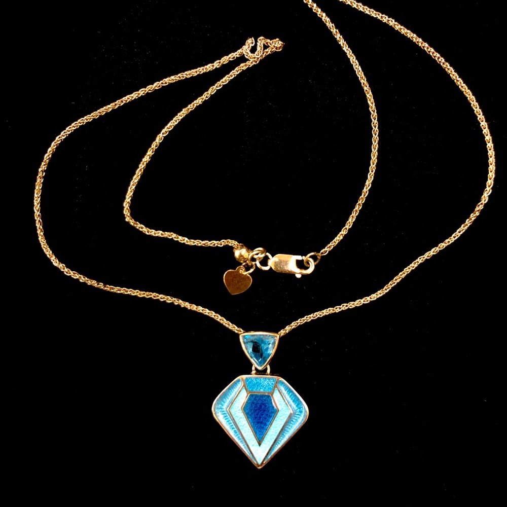 NB 925 Blue Crystal and enamel pendant.